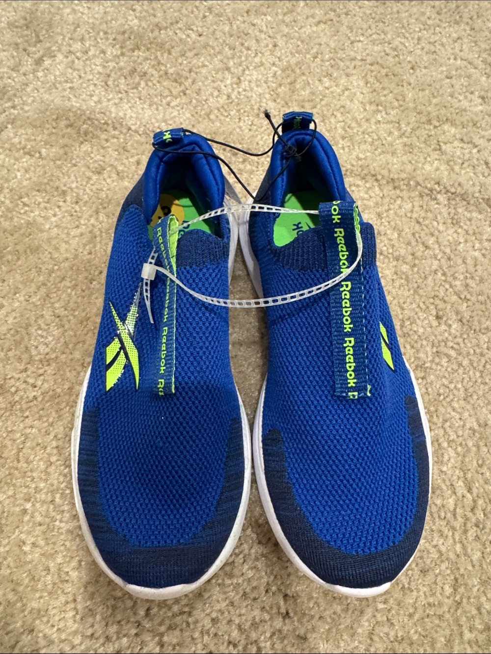 Reebok Royal Blue Slip-On Athletic Shoes with Neon Green Accents